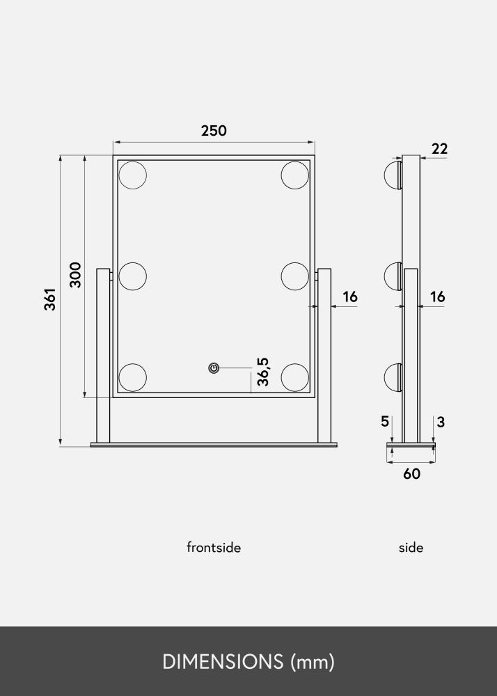 KAILA Sminkespeil VII Hvit - 30x36 cm