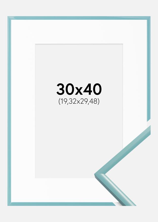 Ramme New Lifestyle Turkis 30x40 cm - Passepartout Hvit 8x12 inches