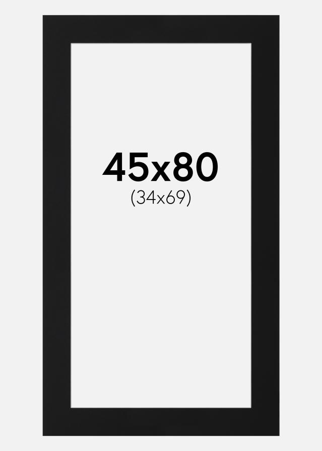 Passepartout Svart Standard (Hvit kjerne) 45x80 cm (34x69)
