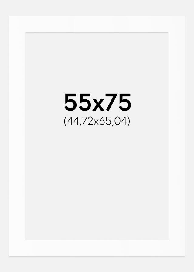 Passepartout Hvit Standard (Hvit kerne) 55x75 cm (44,72x65,04)