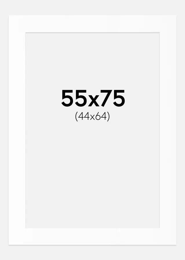 Passepartout Hvit Standard (Hvit kerne) 55x75 cm (44x64)