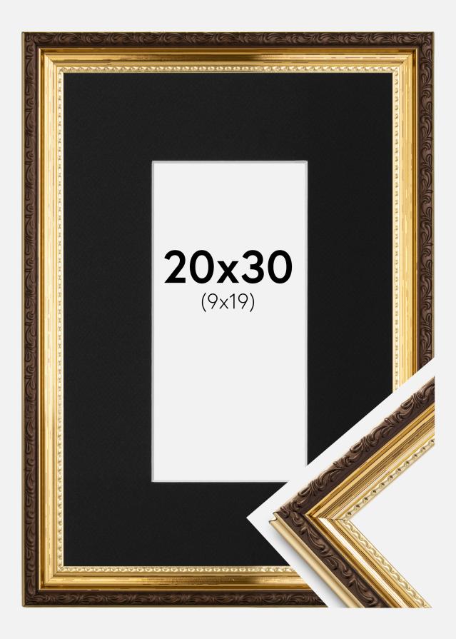 Ramme Abisko Gull 20x30 cm - Passepartout Svart 10x20 cm