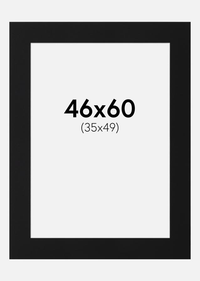 Passepartout Svart Standard (Hvit kjerne) 46x60 cm (35x49)