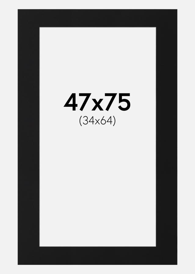 Passepartout Svart Standard (Hvit kjerne) 47x75 cm (34x64)
