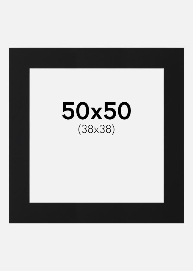 Passepartout Svart Standard (Hvit kjerne) 50x50 cm (38x38)