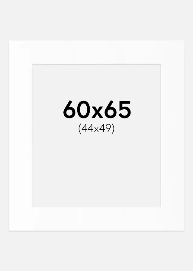 Passepartout Hvit Standard (Hvit kerne) 60x65 cm (44x49)