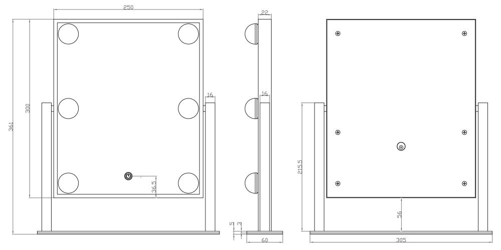 KAILA Sminkespeil VII Hvit - 30x36 cm