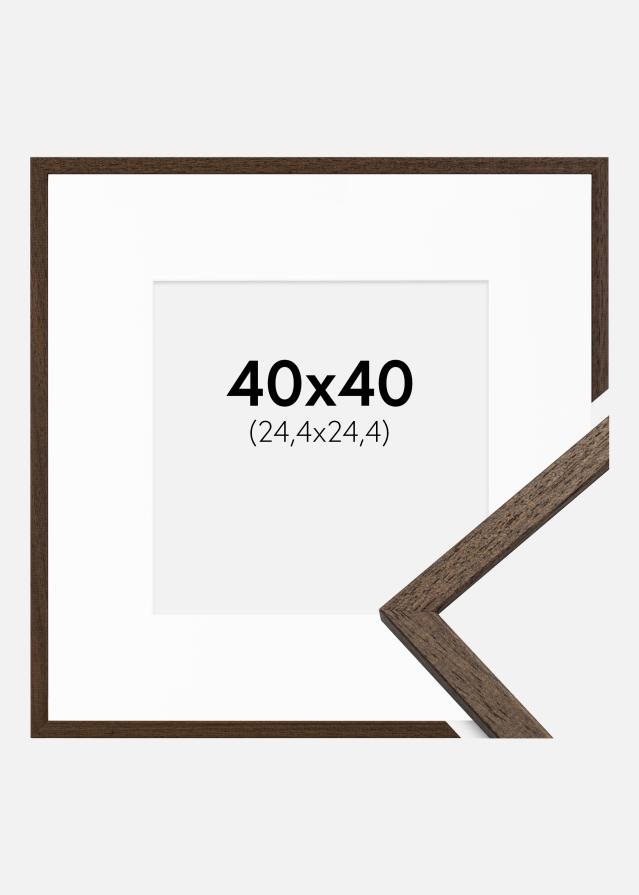 Ramme Edsbyn Valnøtt 40x40 cm - Passepartout Hvit 10x10 inches