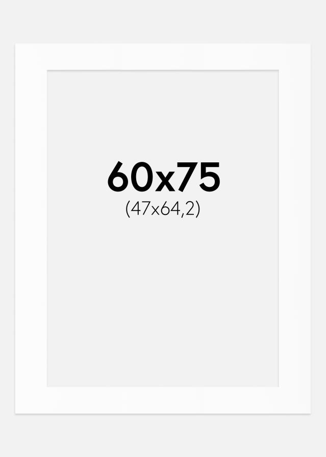 Passepartout Hvit Standard (Hvit kerne) 60x75 cm (47x64,2)