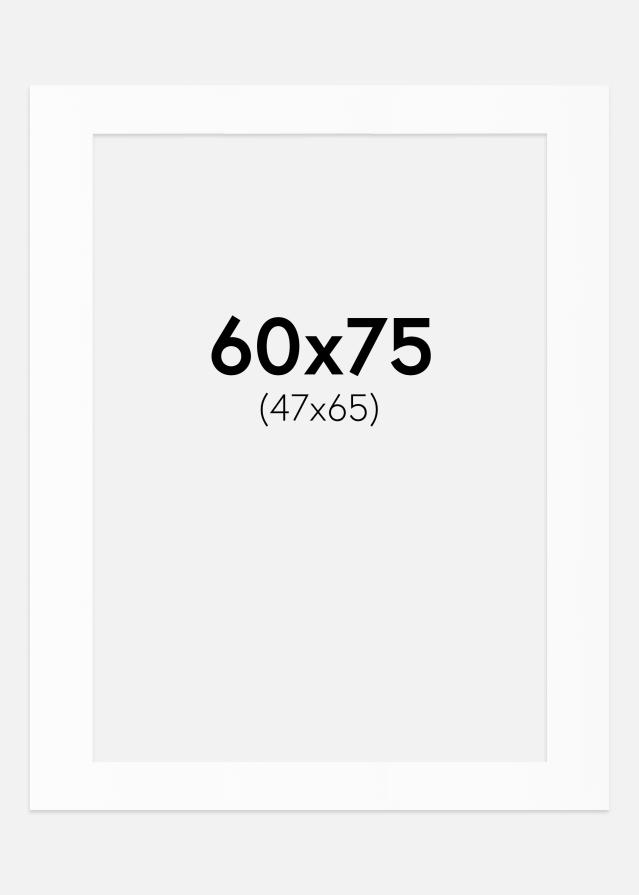 Passepartout Hvit Standard (Hvit kerne) 60x75 cm (47x65)