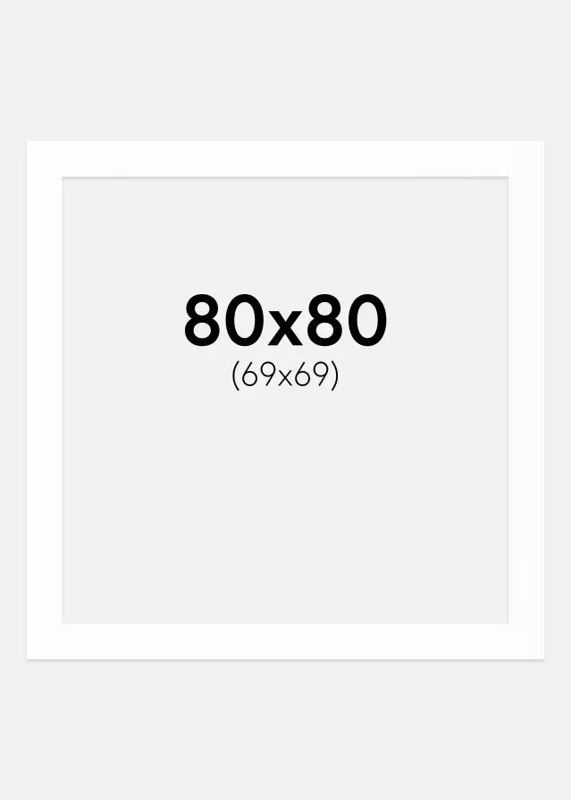 Passepartout Hvit (Hvit kjerne) 80x80 cm (69x69)