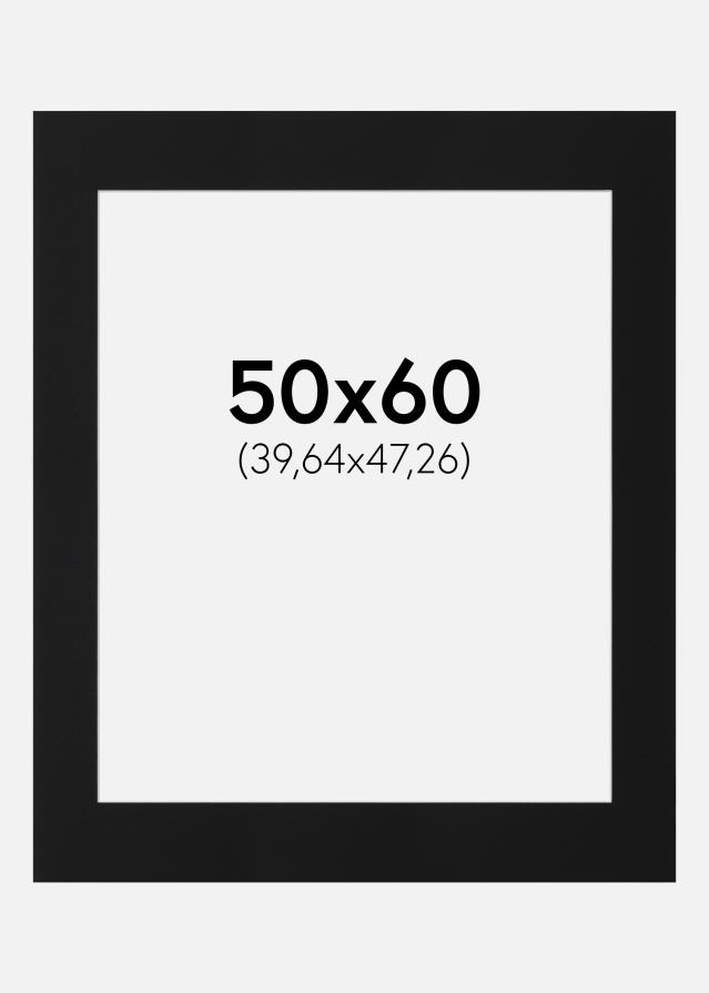 Passepartout Svart Standard (Hvit kjerne) 50x60 cm (39,64x47,26)