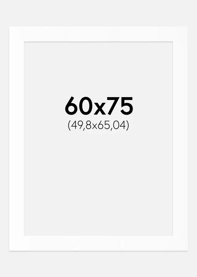 Passepartout Hvit Standard (Hvit kerne) 60x75 cm (49,8x65,04)