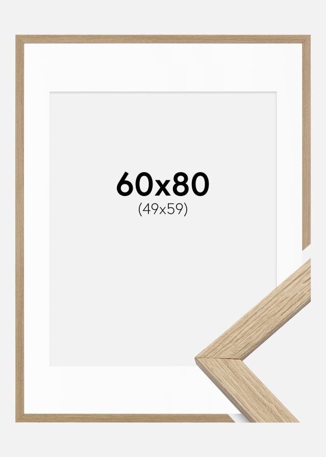 Ramme Stilren Eik 60x80 cm - Passepartout Hvit 50x60 cm