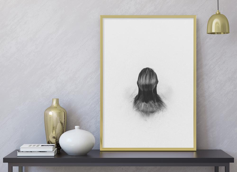 Ramme Poster Frame Aluminum Gold 70x100 cm - Passepartout Svart 59,4x84 cm