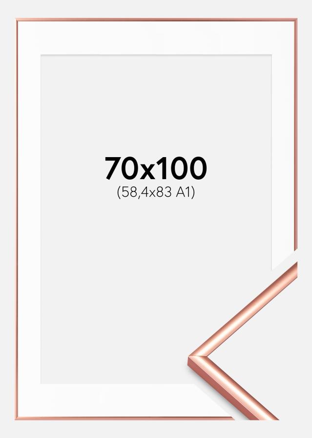 Ramme Scandi Roségull 70x100 cm - Passepartout Hvit 59,4x84 cm (A1)