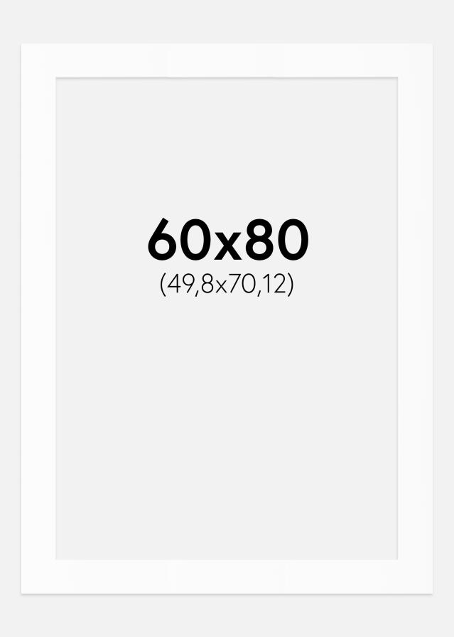 Passepartout Hvit Standard (Hvit kerne) 60x80 cm (49,8x70,12)
