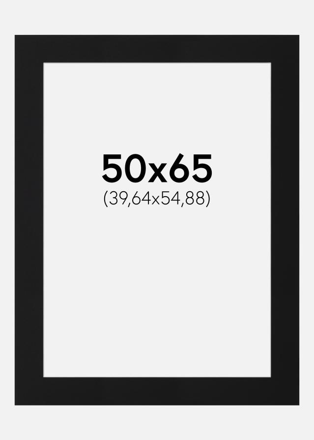 Passepartout Svart Standard (Hvit kjerne) 50x65 cm (39,64x54,88)