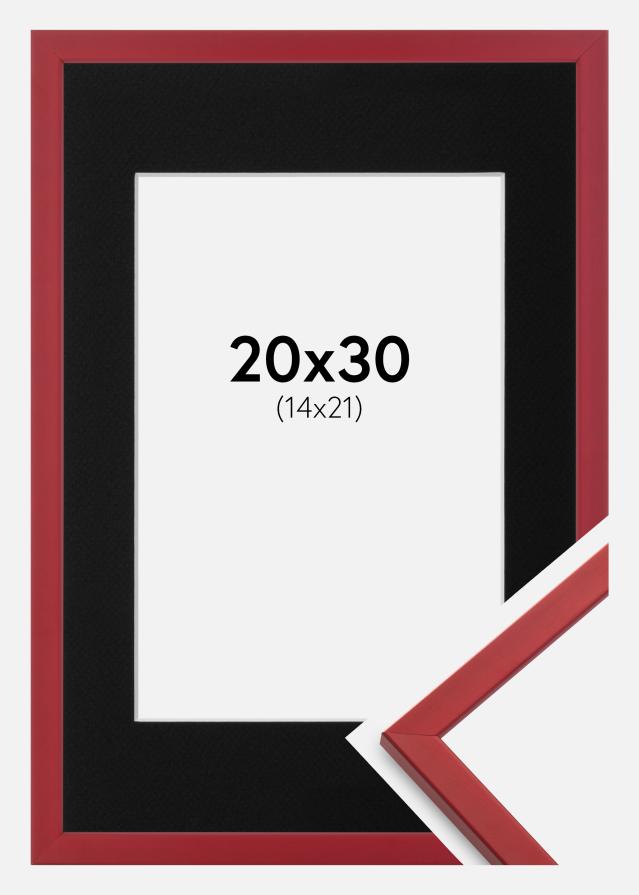 Ramme Edsbyn Rød 20x30 cm - Passepartout Svart 15x22 cm