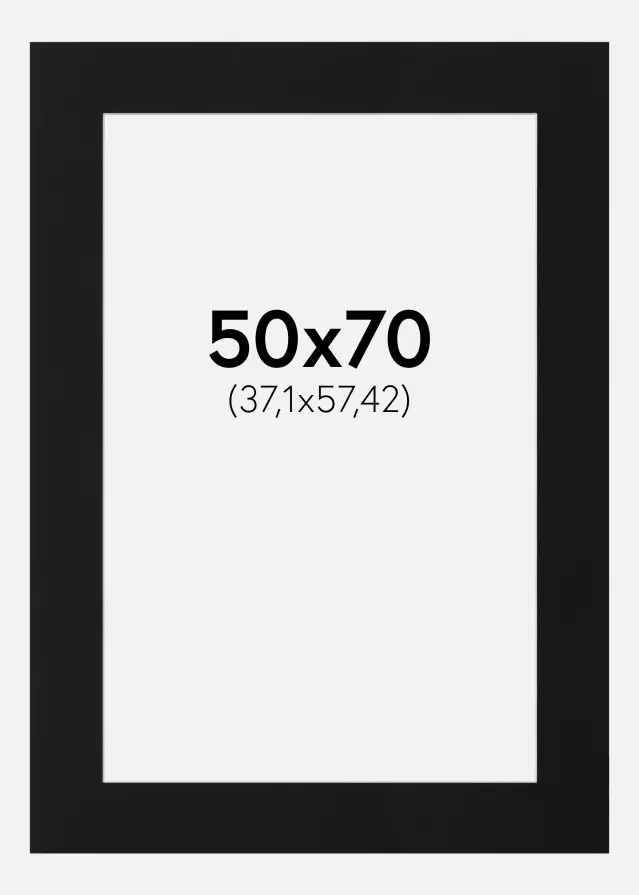 Passepartout Svart Standard (Hvit kjerne) 50x70 cm (37,1x57,42)