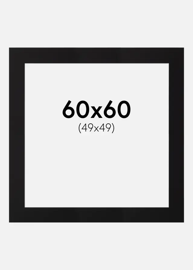Passepartout Svart Standard (Hvit kjerne) 60x60 cm (49x49)