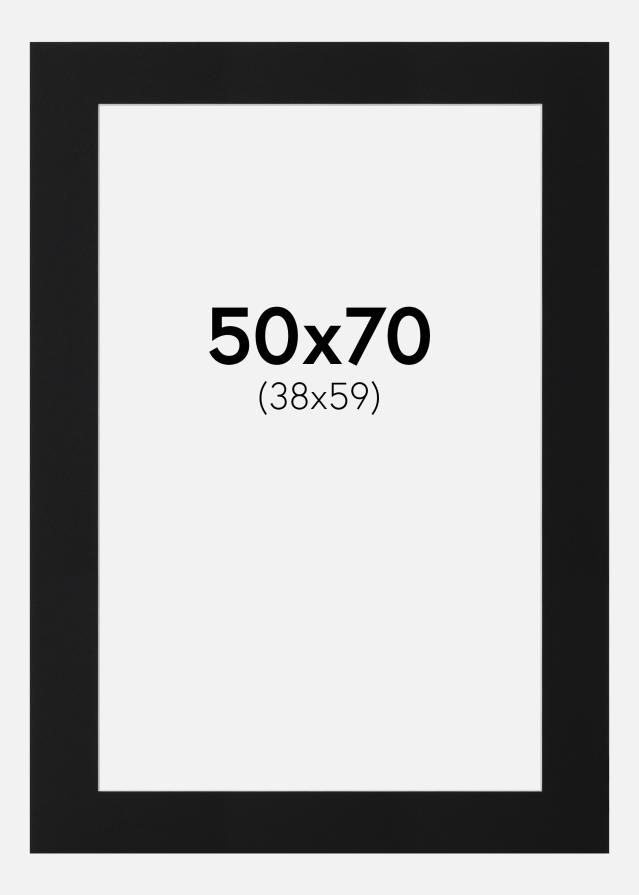 Passepartout Svart Standard (Hvit kjerne) 50x70 cm (38x59)