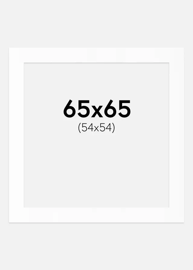 Passepartout Hvit Standard (Hvit kerne) 65x65 cm (54x54)