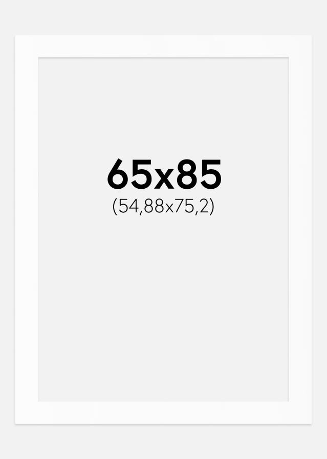 Passepartout Hvit Standard (Hvit kerne) 65x85 cm (54,88x75,2)