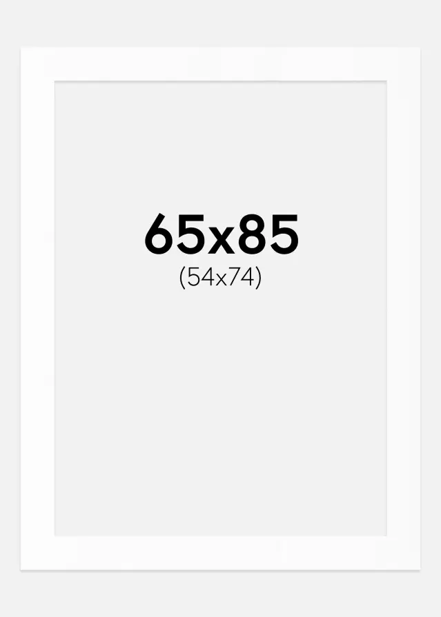 Passepartout Hvit Standard (Hvit kerne) 65x85 cm (54x74)