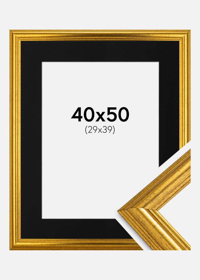 Ramme Västkusten Gull 40x50 cm - Passepartout Svart 30x40 cm