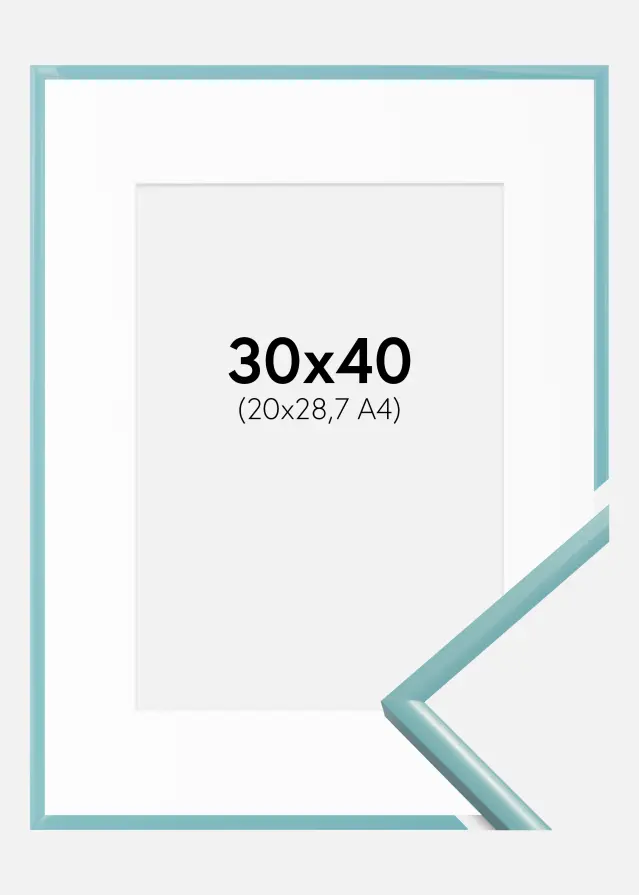 Ramme New Lifestyle Turkis 30x40 cm - Passepartout Hvit 21x29,7 cm (A4)