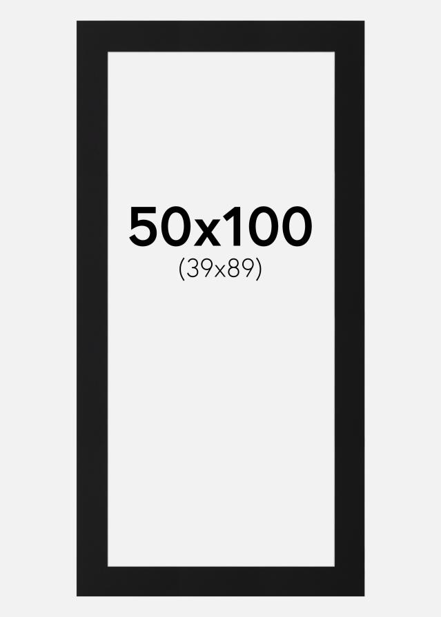 Passepartout Svart Standard (Hvit kjerne) 50x100 cm (39x89)