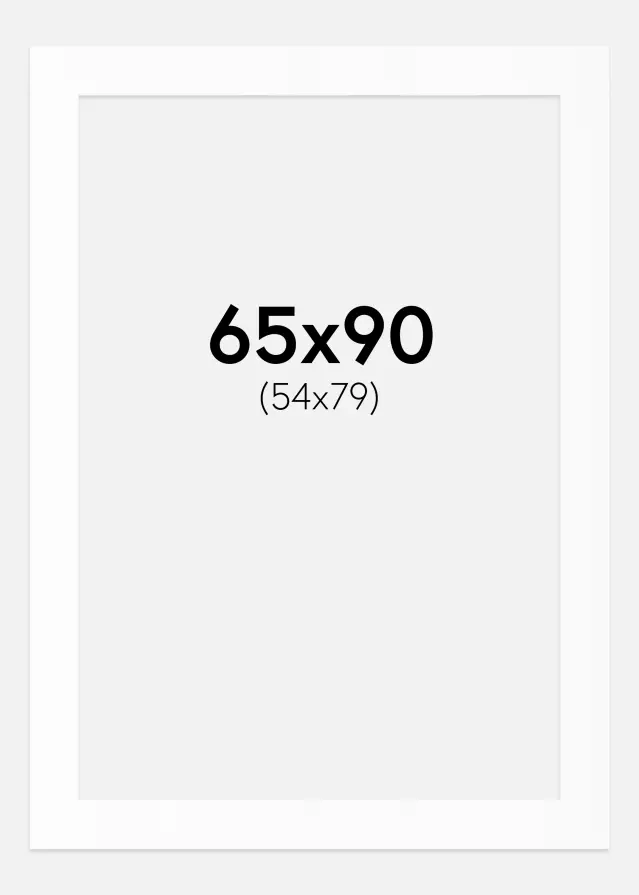 Passepartout Hvit Standard (Hvit kerne) 65x90 cm (54x79)