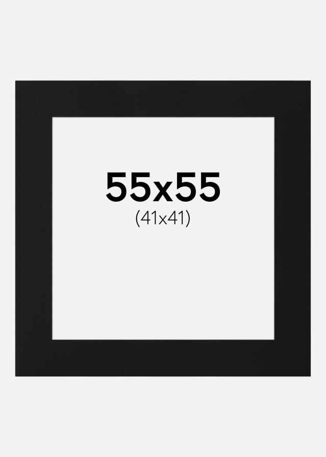 Passepartout Svart Standard (Hvit kjerne) 55x55 cm (41x41)