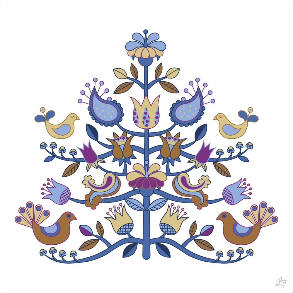 Kurbits tree blue Plakat