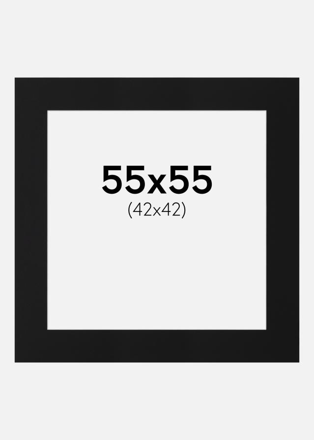Passepartout Svart Standard (Hvit kjerne) 55x55 cm (42x42)