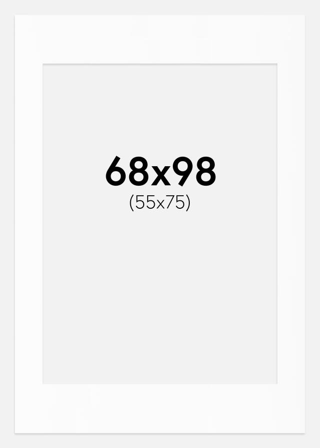 Passepartout Hvit Standard (Hvit kerne) 68x98 cm (55x75)