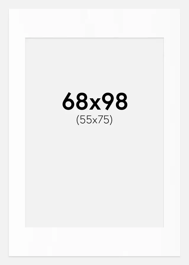 Passepartout Hvit Standard (Hvit kerne) 68x98 cm (55x75)
