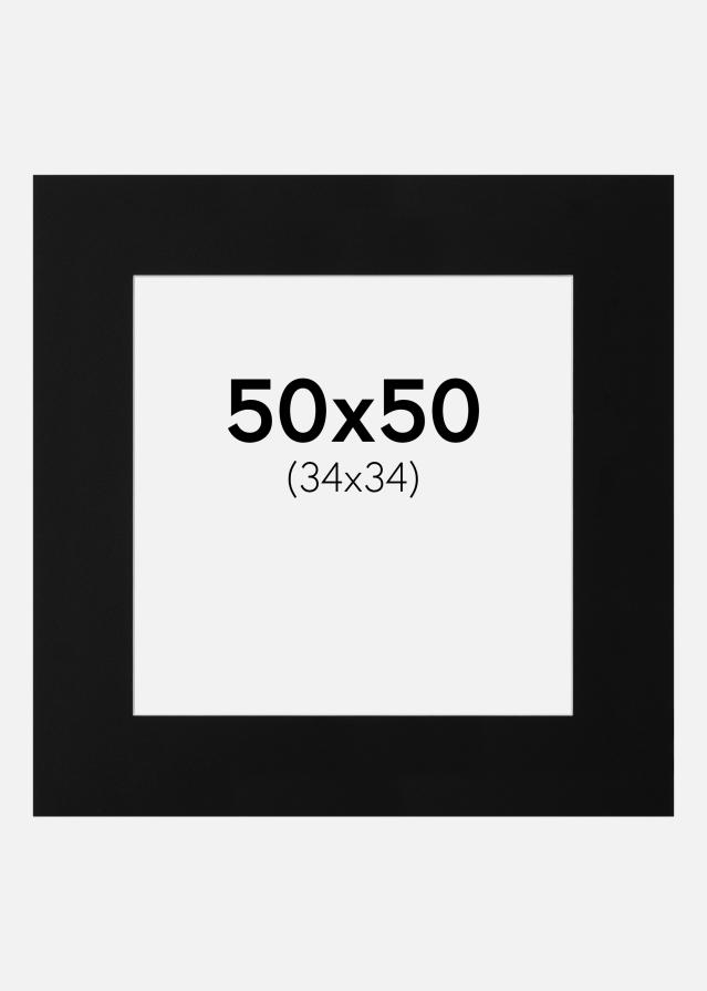 Passepartout Svart Standard (Hvit Kjerne) 50x50 cm (34x34)