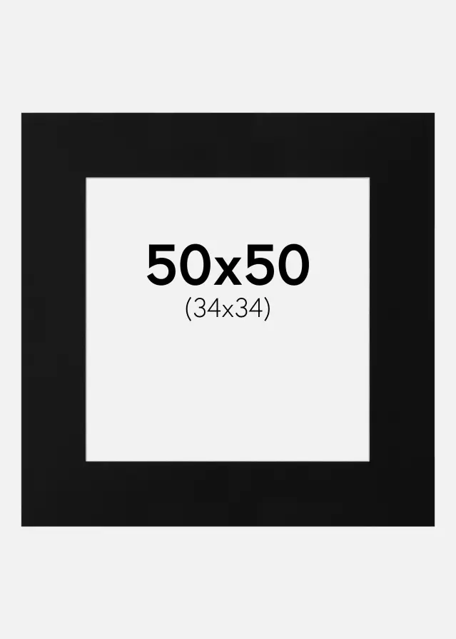 Passepartout Svart Standard (Hvit Kjerne) 50x50 cm (34x34)