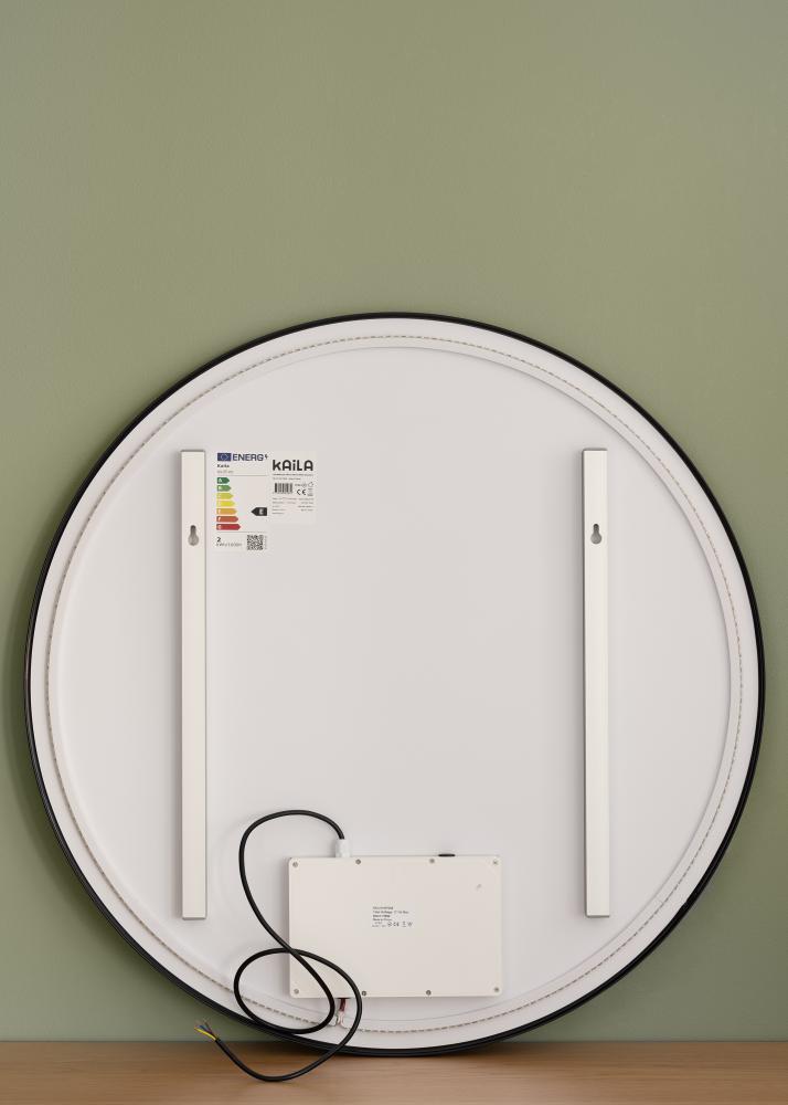 KAILA Speil Circle LED Svart 80 cm Ø