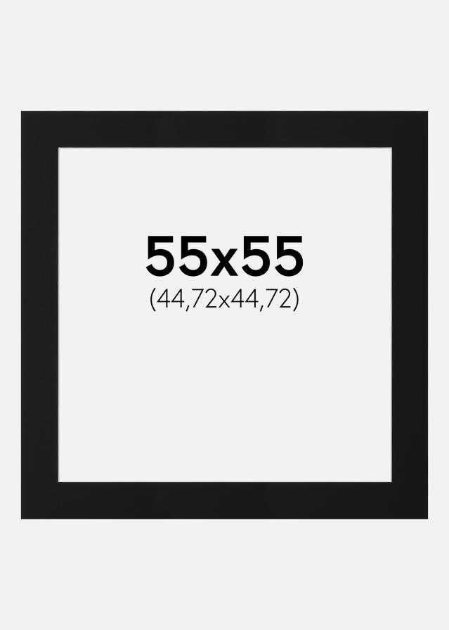 Passepartout Svart Standard (Hvit kjerne) 55x55 cm (44,72x44,72)