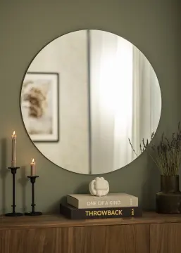 Stort rundt speil uten kant - 80 cm