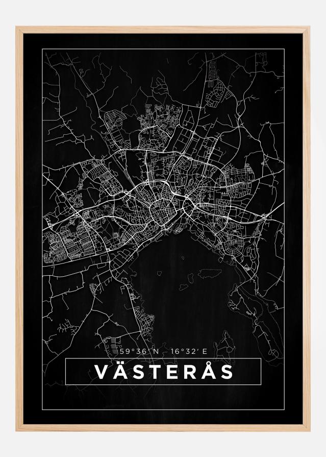 Kart - Västerås - Poster - Svart Plakat