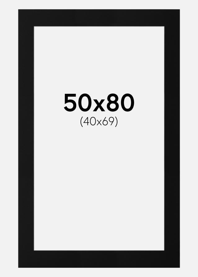Passepartout Svart Standard (Hvit Kjerne) 50x80 cm (40x69)