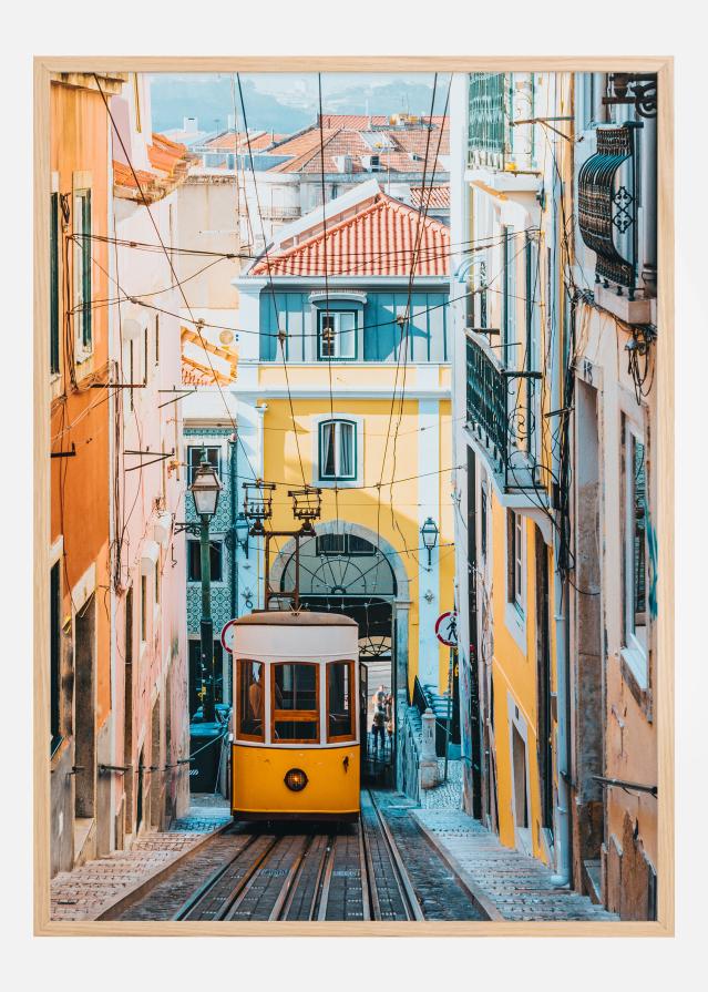 Trolley car in city Plakat