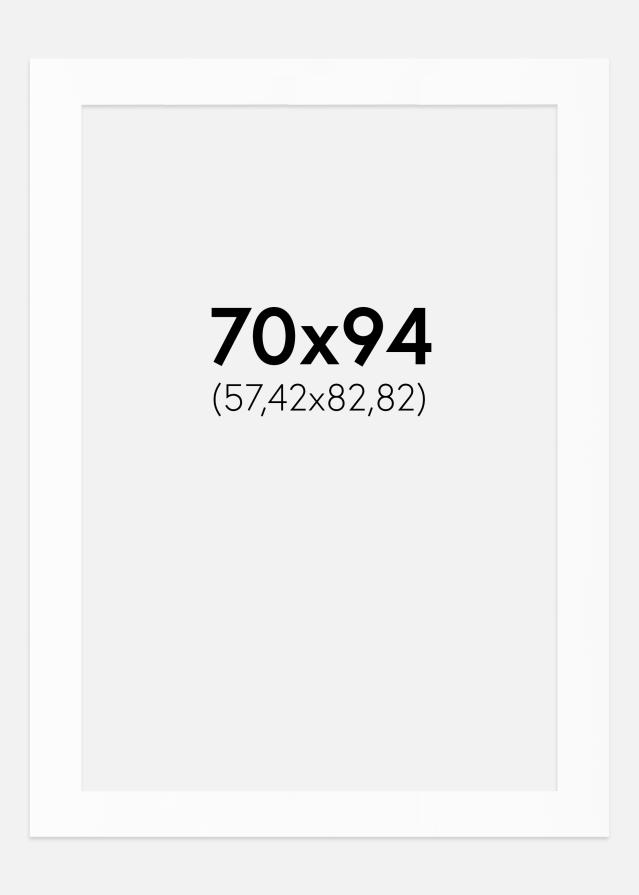 Passepartout Hvit Standard (Hvit kerne) 70x94 cm (57,42x82,82)