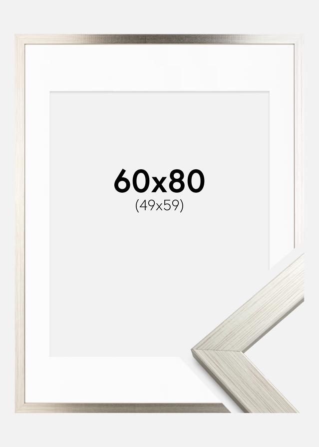 Ramme Silver Wood 60x80 cm - Passepartout Hvit 50x60 cm