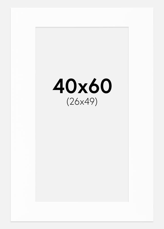 Passepartout Hvid (Hvid kerne) 40x60 cm (24x49)