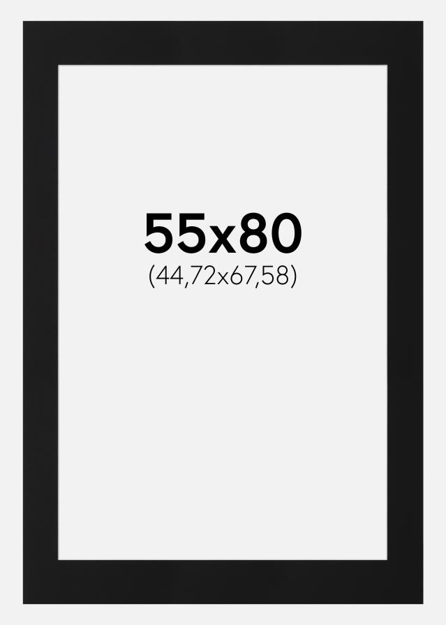 Passepartout Svart Standard (Hvit kjerne) 55x80 cm (44,72x67,58)